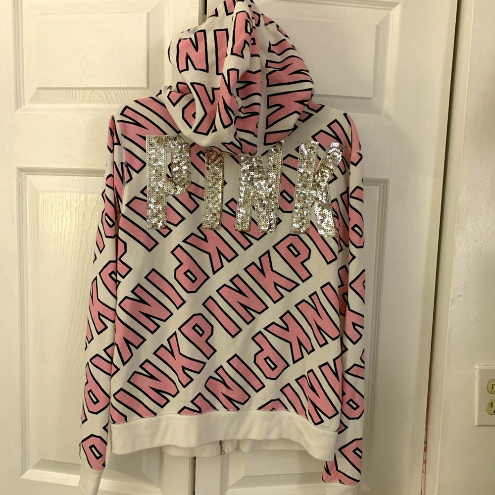 PINK Victoria's Secret Logo Fleece Hoodie Jacket size large